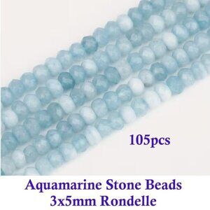 Aquamarine Faceted Stone Beads 3x5mm Rondelle